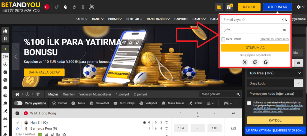 Betandyou Kayıt Adımları